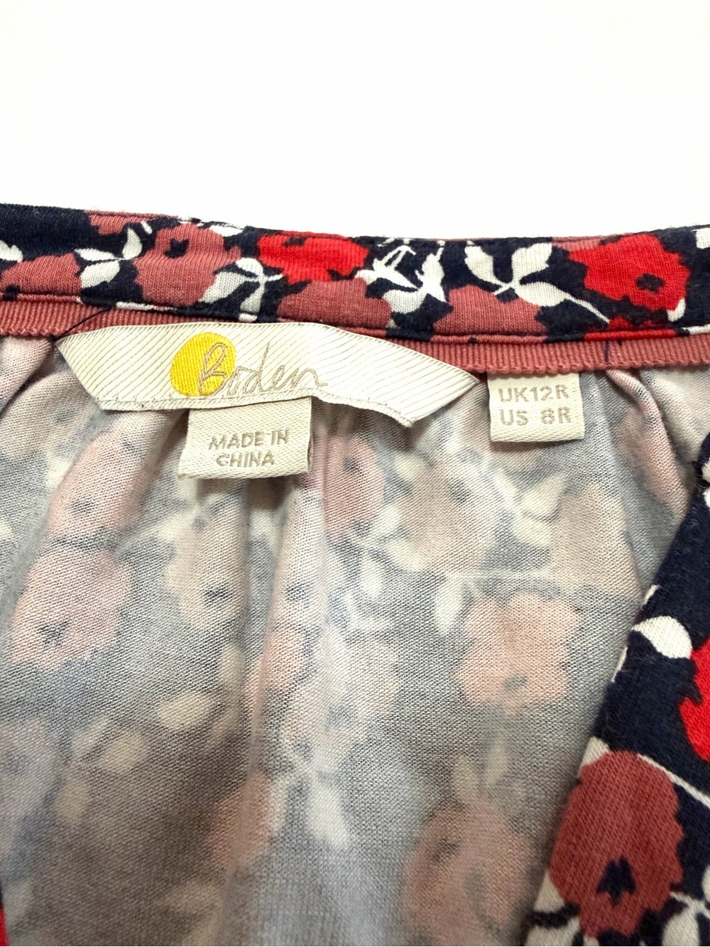 BODEN Willow Dark Floral‎ Midi Dress Size 8 Long Sleeve V-Neck Pullover Fall - Picture 11 of 16